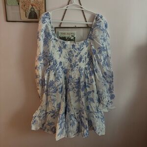 Floral Blue and White Mini Dress